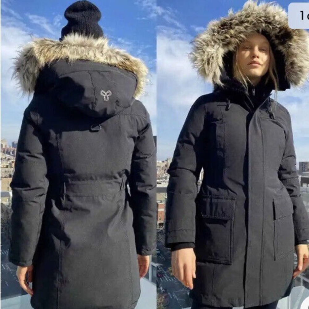 TNA Black Ski Snow Parka with Faux Fur Trim Hood